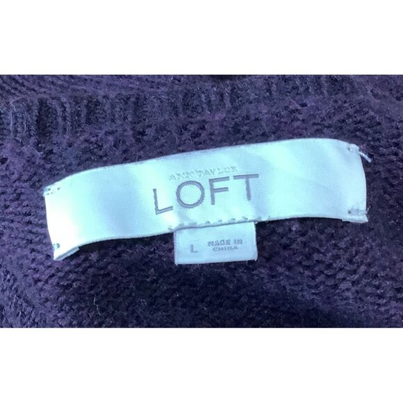 Ann Taylor Loft Womens Purple Merino Wool Blend Button-Front Cardigan Sweater Si - Picture 5 of 6